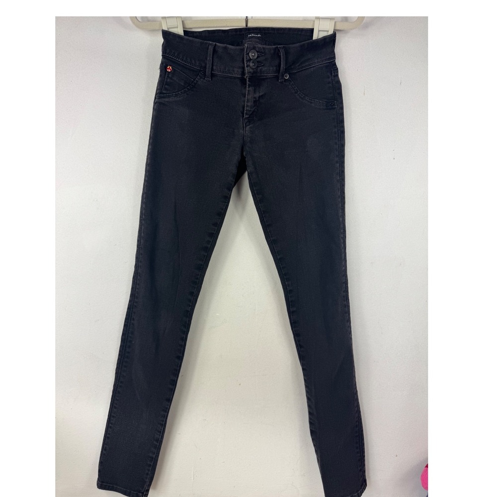 Hudson Collin Skinny Jeans Women 26 Black Double Button Flap Pocket NW422ZAJ